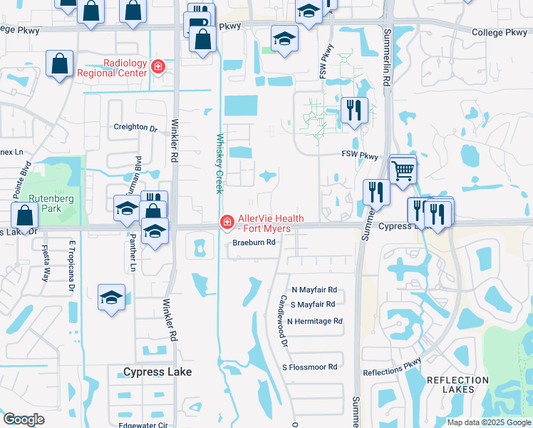map of restaurants, bars, coffee shops, grocery stores, and more near 13450 Greengate Boulevard in Fort Myers