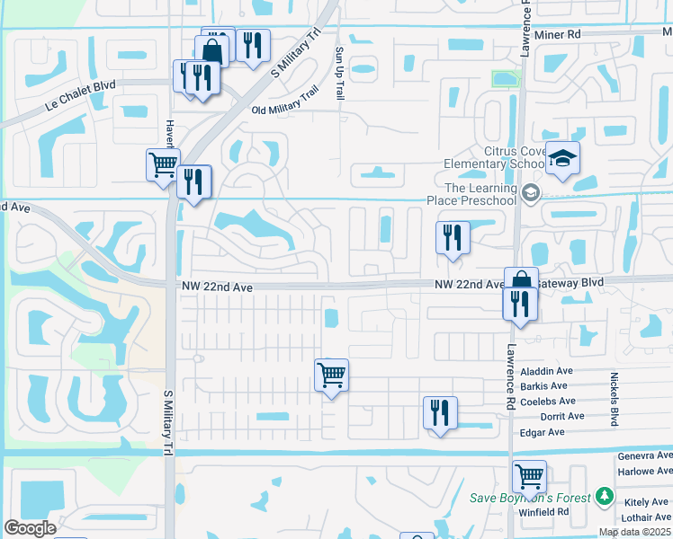 map of restaurants, bars, coffee shops, grocery stores, and more near 8930 Boatswain Drive in Boynton Beach