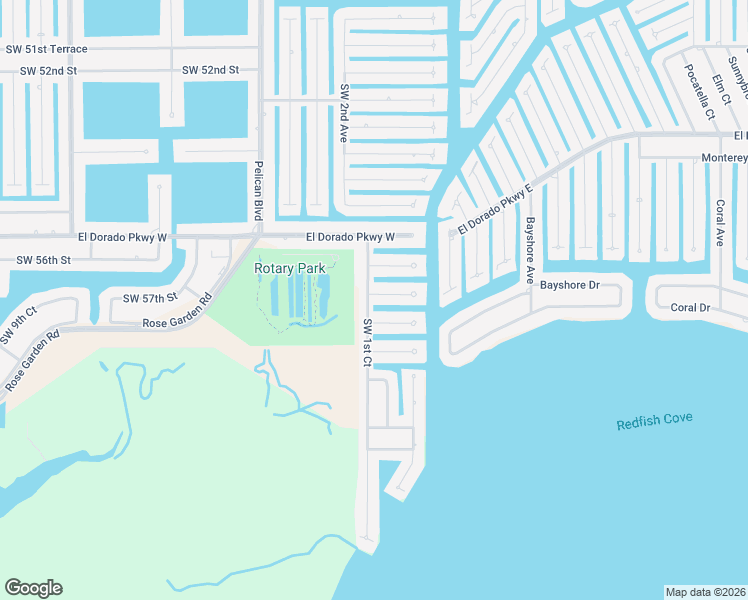 map of restaurants, bars, coffee shops, grocery stores, and more near 140 Southwest 57th Street in Cape Coral
