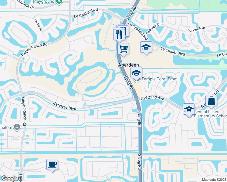 map of restaurants, bars, coffee shops, grocery stores, and more near 8733 Milport Drive in Boynton Beach