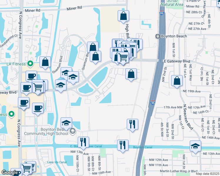 map of restaurants, bars, coffee shops, grocery stores, and more near 2776 Quantum Lakes Drive in Boynton Beach