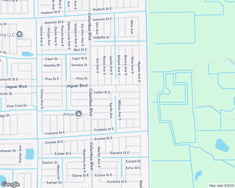 map of restaurants, bars, coffee shops, grocery stores, and more near 810 Milano Avenue South in Lehigh Acres