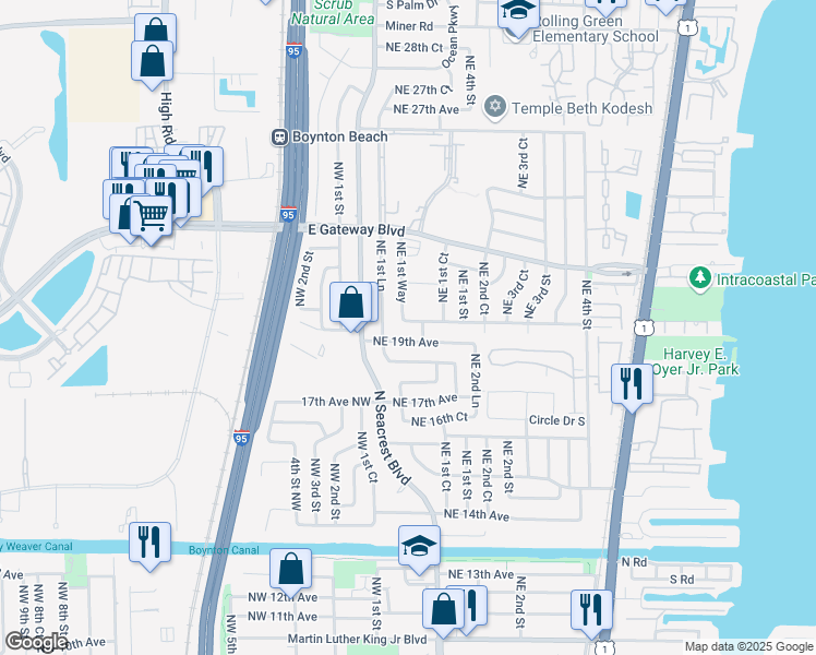 map of restaurants, bars, coffee shops, grocery stores, and more near 124 20th Avenue Northeast in Boynton Beach
