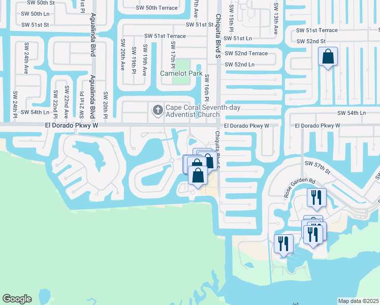 map of restaurants, bars, coffee shops, grocery stores, and more near 1731 Wading Bird Lane in Cape Coral