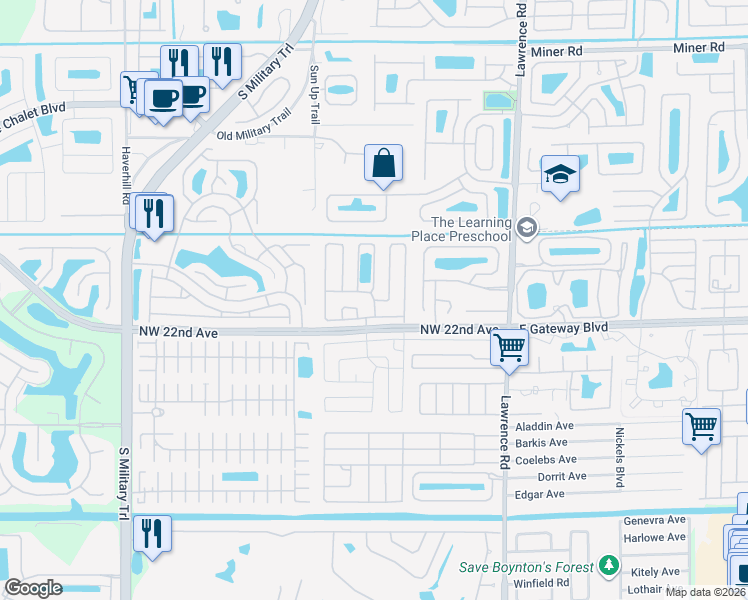 map of restaurants, bars, coffee shops, grocery stores, and more near 8652 Duchess Court West in Boynton Beach