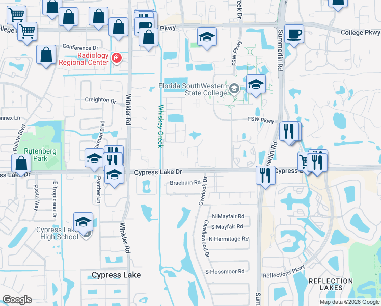 map of restaurants, bars, coffee shops, grocery stores, and more near 13450 Greengate Boulevard in Fort Myers