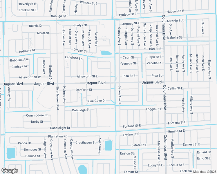 map of restaurants, bars, coffee shops, grocery stores, and more near 1052 Danforth Street in Lehigh Acres