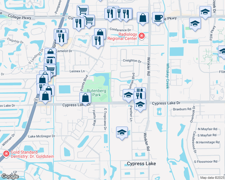 map of restaurants, bars, coffee shops, grocery stores, and more near 832 Xavier Avenue South in Fort Myers