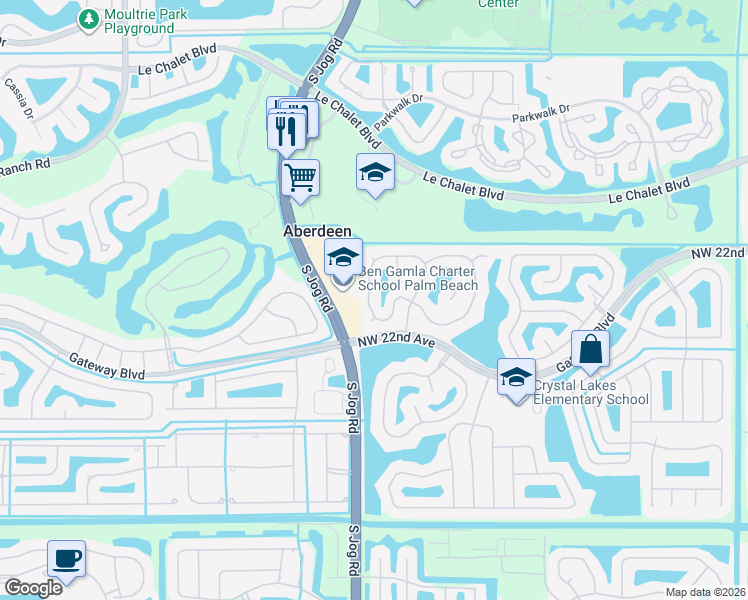 map of restaurants, bars, coffee shops, grocery stores, and more near 8636 Windy Circle in Boynton Beach