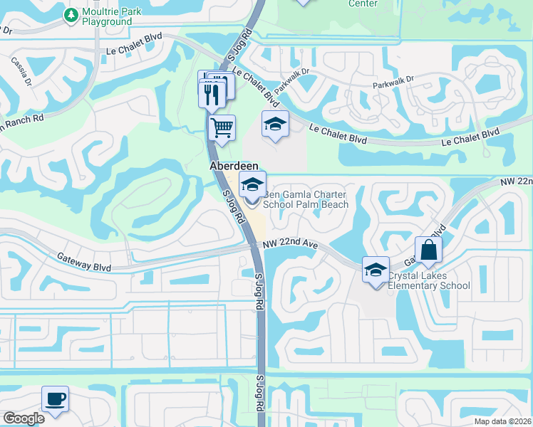 map of restaurants, bars, coffee shops, grocery stores, and more near 8637 Windy Circle in Boynton Beach