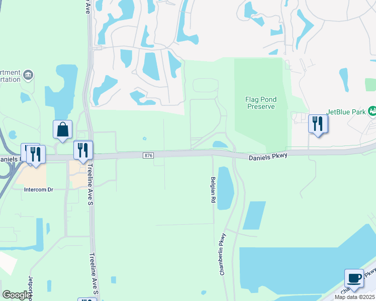 map of restaurants, bars, coffee shops, grocery stores, and more near Chana Court in Fort Myers