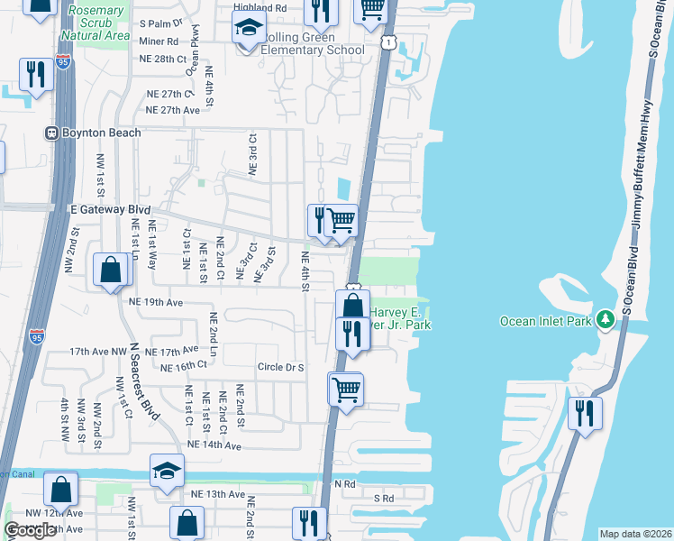 map of restaurants, bars, coffee shops, grocery stores, and more near 2235 U.S. 1 in Boynton Beach