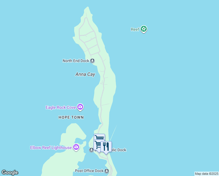 map of restaurants, bars, coffee shops, grocery stores, and more near Unnamed Road in Creek Cove, Guana or Elbow Cay