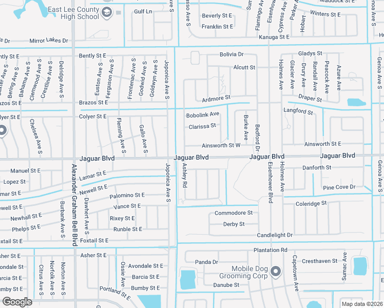 map of restaurants, bars, coffee shops, grocery stores, and more near 911 Jaguar Boulevard in Lehigh Acres