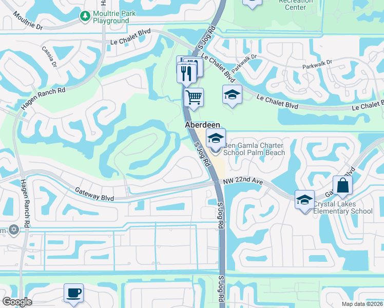 map of restaurants, bars, coffee shops, grocery stores, and more near 6749 Southport Drive in Boynton Beach