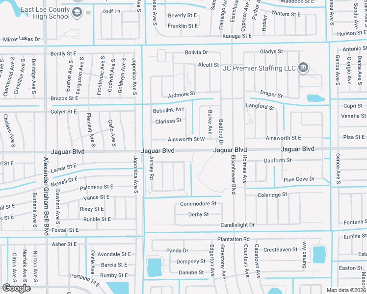 map of restaurants, bars, coffee shops, grocery stores, and more near 936 Ainsworth Street West in Lehigh Acres