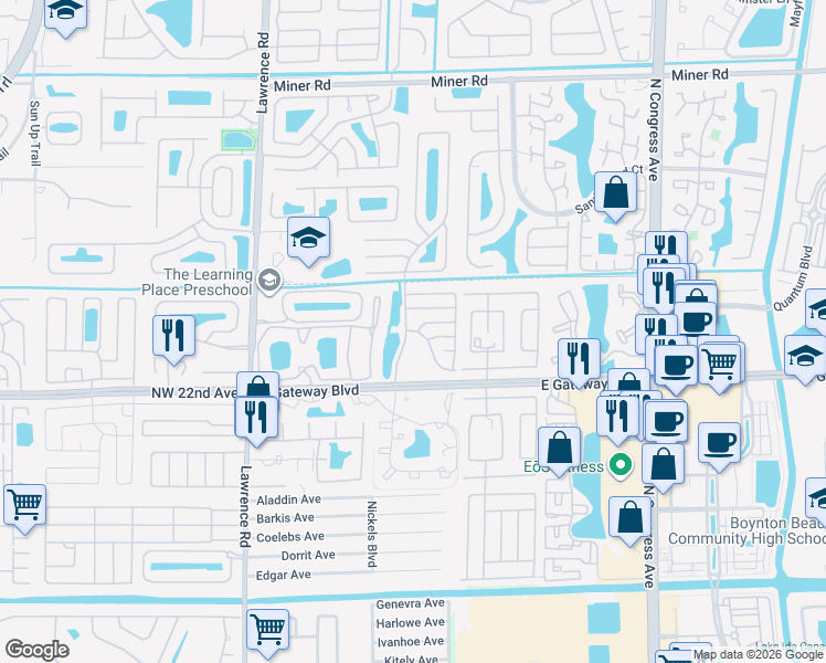 map of restaurants, bars, coffee shops, grocery stores, and more near 868 Sun Disc Place in Boynton Beach