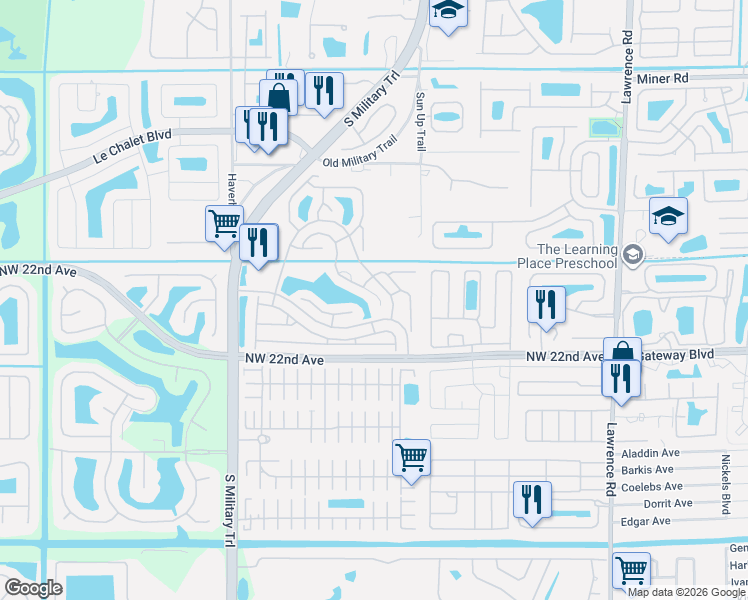 map of restaurants, bars, coffee shops, grocery stores, and more near 4561 Catamaran Circle in Boynton Beach