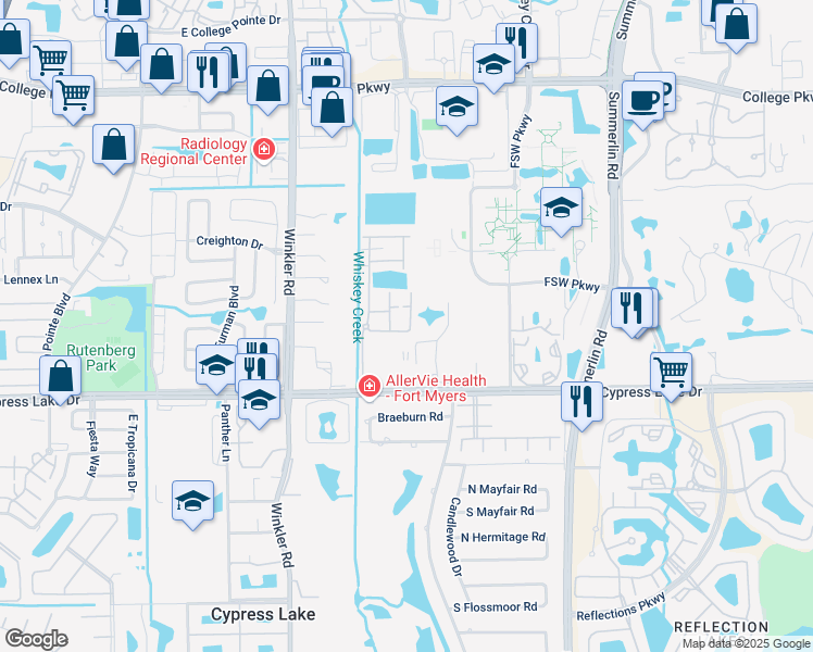 map of restaurants, bars, coffee shops, grocery stores, and more near 13362 Fox Chapel Court in Fort Myers