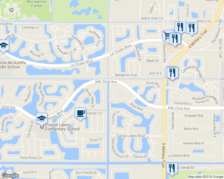 map of restaurants, bars, coffee shops, grocery stores, and more near 5377 Helene Circle in Boynton Beach
