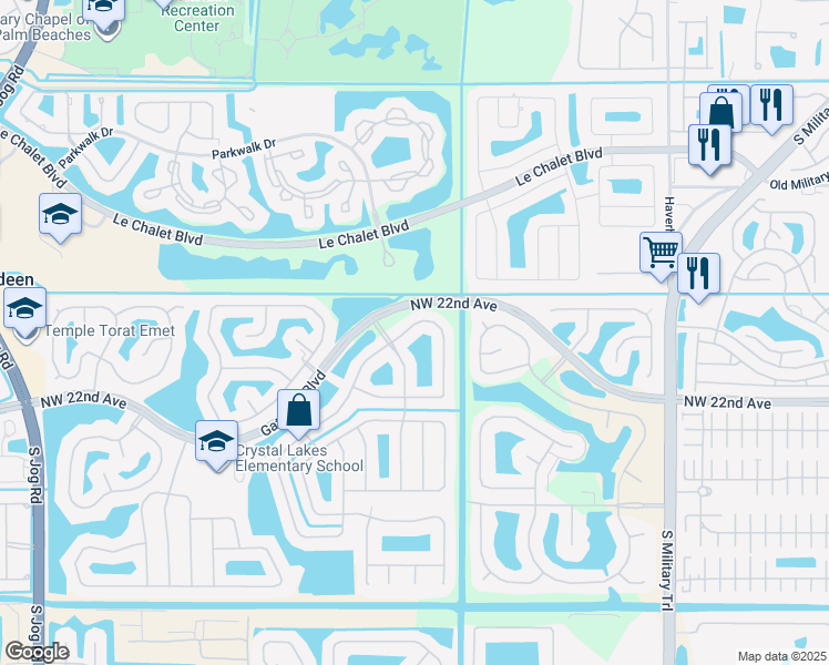 map of restaurants, bars, coffee shops, grocery stores, and more near 5537 Pebble Brook Lane in Boynton Beach