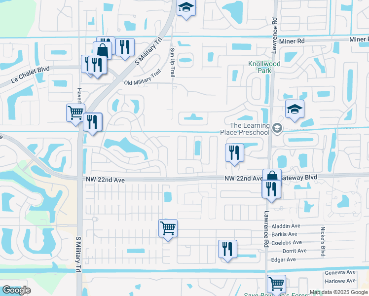 map of restaurants, bars, coffee shops, grocery stores, and more near 8588 Baron Drive in Boynton Beach