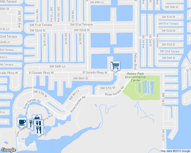 map of restaurants, bars, coffee shops, grocery stores, and more near 709 Southwest 56th Street in Cape Coral