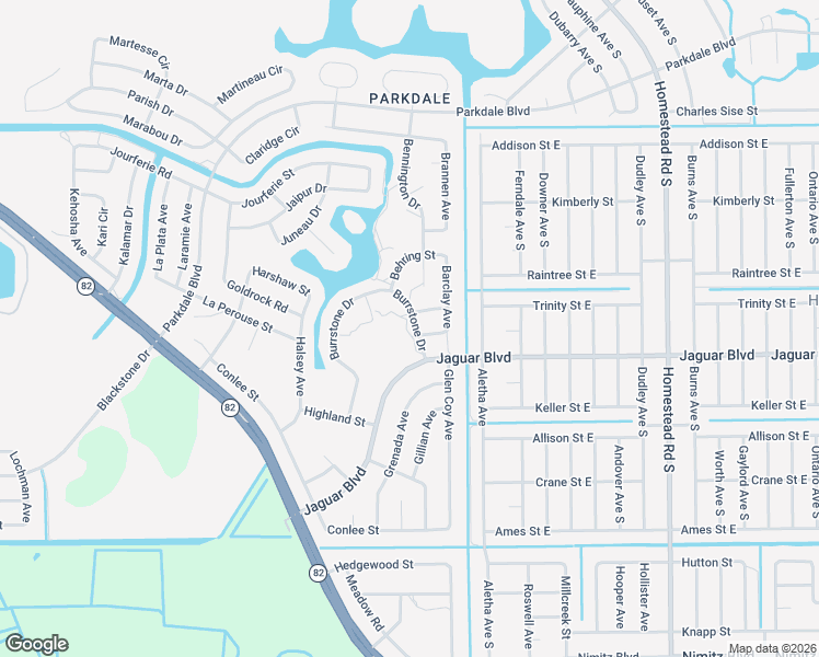 map of restaurants, bars, coffee shops, grocery stores, and more near 490 Burrstone Drive in Lehigh Acres