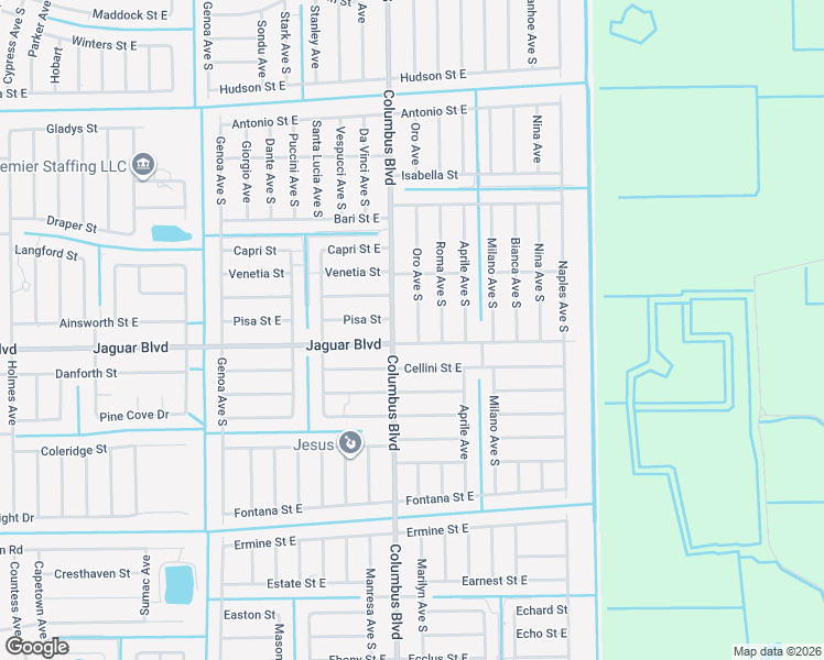 map of restaurants, bars, coffee shops, grocery stores, and more near 772 Oro Avenue South in Lehigh Acres