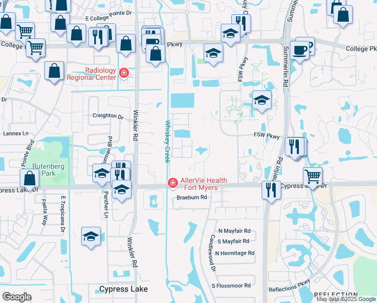 map of restaurants, bars, coffee shops, grocery stores, and more near 13362 Fox Chapel Court in Fort Myers