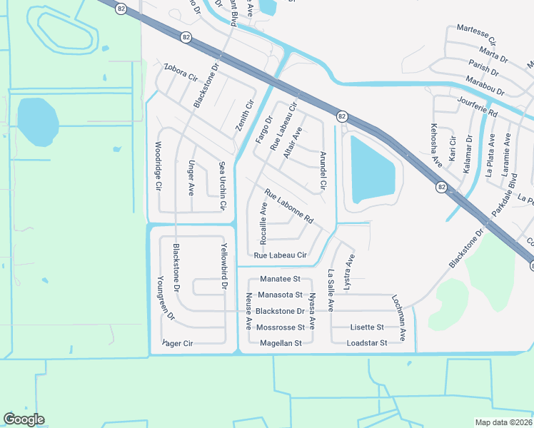 map of restaurants, bars, coffee shops, grocery stores, and more near 815 Rocaille Avenue in Fort Myers