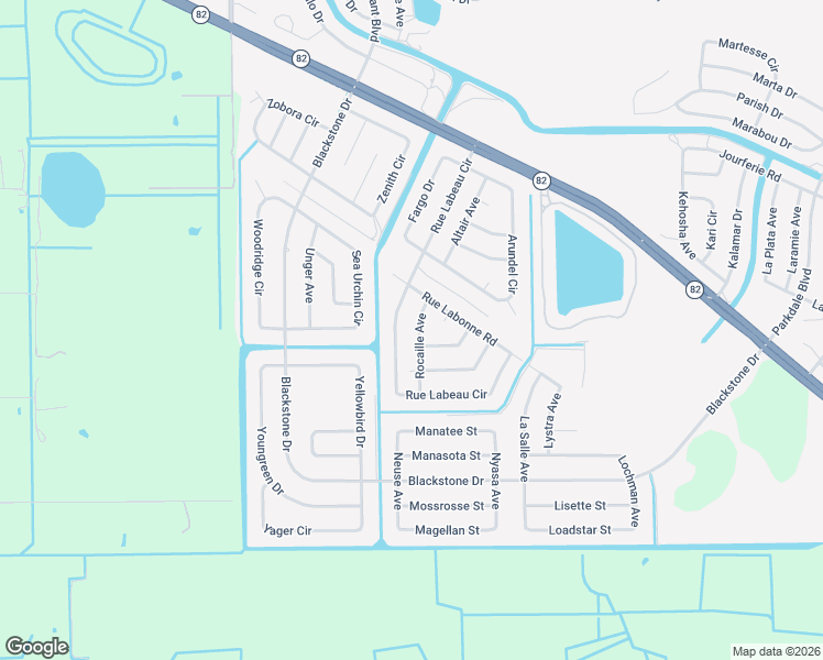 map of restaurants, bars, coffee shops, grocery stores, and more near 815 Rocaille Avenue in Fort Myers