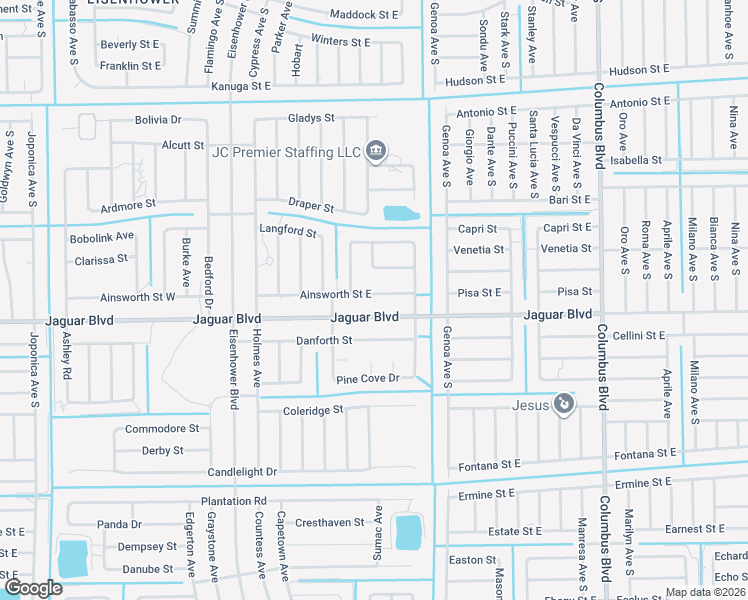 map of restaurants, bars, coffee shops, grocery stores, and more near 1072 Ainsworth Street East in Lehigh Acres