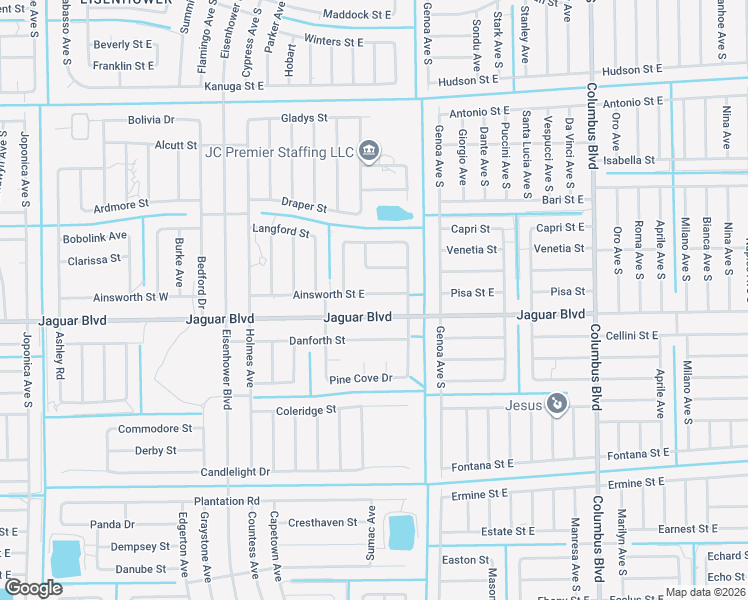 map of restaurants, bars, coffee shops, grocery stores, and more near 1072 Ainsworth Street East in Lehigh Acres