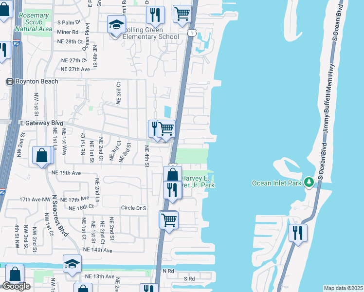 map of restaurants, bars, coffee shops, grocery stores, and more near 112 Harbors Way in Boynton Beach