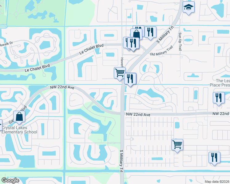 map of restaurants, bars, coffee shops, grocery stores, and more near 8601 Rosalie Court in Boynton Beach