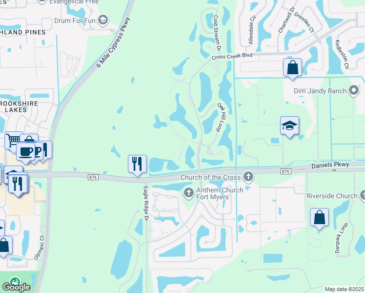 map of restaurants, bars, coffee shops, grocery stores, and more near 13384 Tall Grass Court in Fort Myers