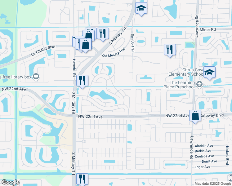 map of restaurants, bars, coffee shops, grocery stores, and more near 4561 Catamaran Circle in Boynton Beach