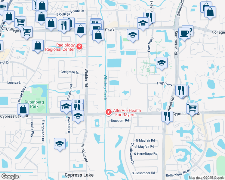 map of restaurants, bars, coffee shops, grocery stores, and more near 13362 Fox Chapel Court in Fort Myers