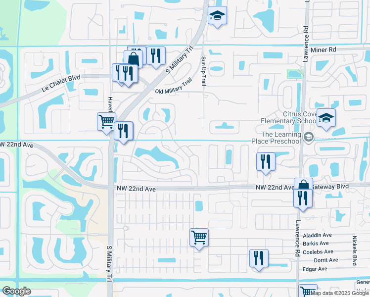 map of restaurants, bars, coffee shops, grocery stores, and more near 8771 Boatswain Drive in Boynton Beach