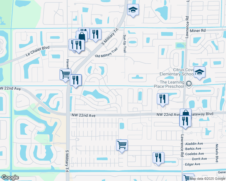 map of restaurants, bars, coffee shops, grocery stores, and more near 8771 Boatswain Drive in Boynton Beach