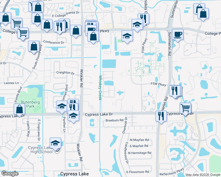 map of restaurants, bars, coffee shops, grocery stores, and more near 13362 Fox Chapel Court in Fort Myers