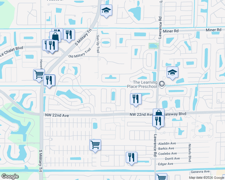 map of restaurants, bars, coffee shops, grocery stores, and more near 4015 Royal Manor Boulevard in Boynton Beach