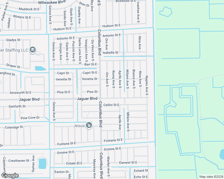 map of restaurants, bars, coffee shops, grocery stores, and more near 772 Oro Avenue South in Lehigh Acres