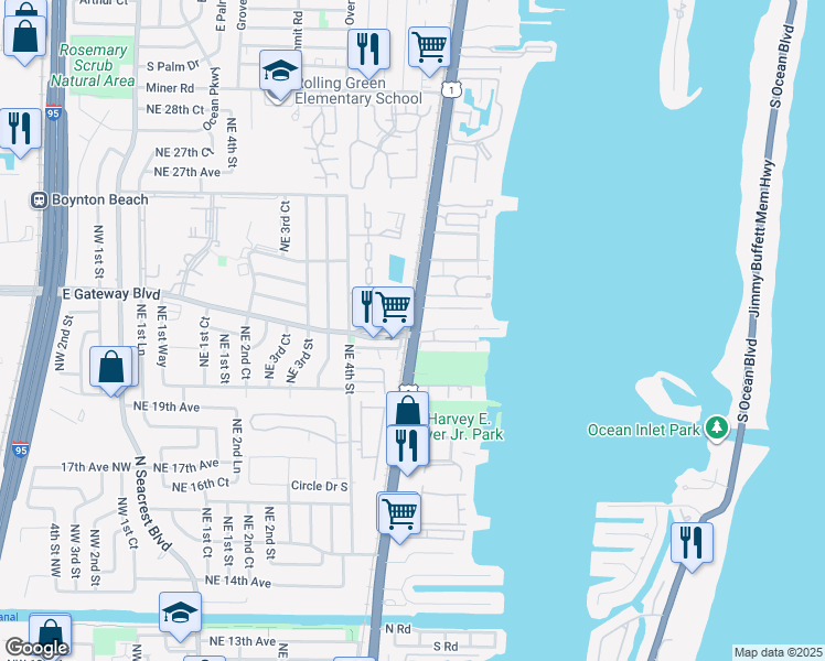 map of restaurants, bars, coffee shops, grocery stores, and more near 2235 U.S. 1 in Boynton Beach