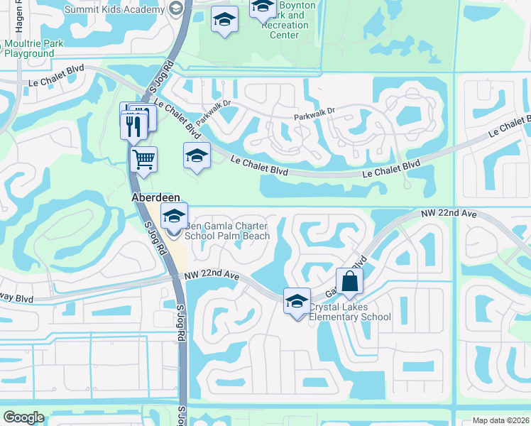 map of restaurants, bars, coffee shops, grocery stores, and more near 6205 Balmy Court in Boynton Beach