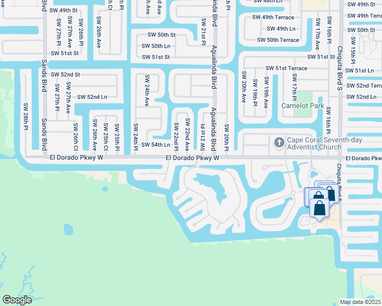 map of restaurants, bars, coffee shops, grocery stores, and more near 5422 Southwest 22nd Avenue in Cape Coral