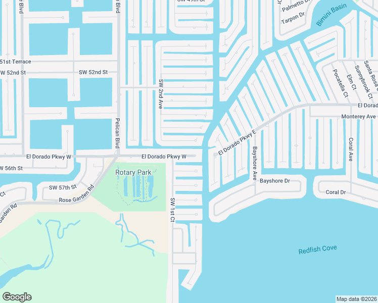 map of restaurants, bars, coffee shops, grocery stores, and more near 124 Southwest 54th Terrace in Cape Coral
