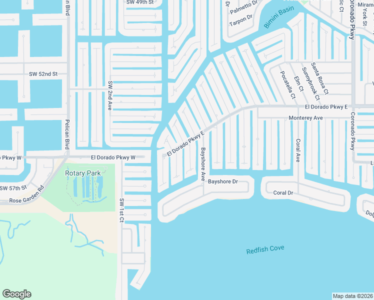 map of restaurants, bars, coffee shops, grocery stores, and more near 5310 Bayview Court in Cape Coral