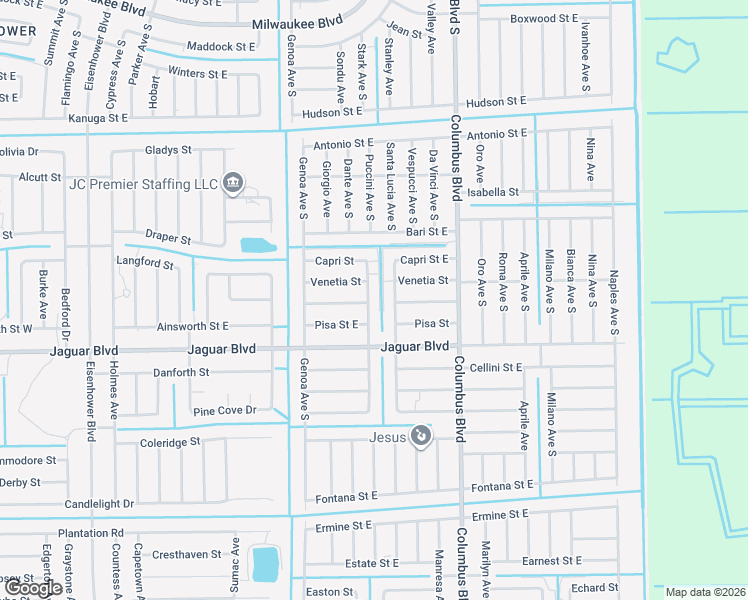 map of restaurants, bars, coffee shops, grocery stores, and more near 759 Puccini Avenue South in Lehigh Acres